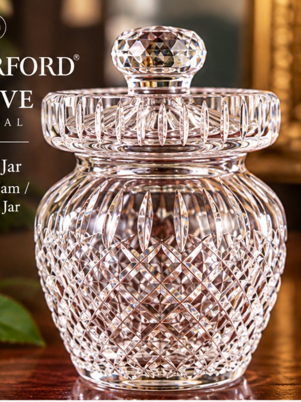Waterford Crystal Maeve Pattern Lidded Jar 4 inch Signed Irish Crystal Honey Jam